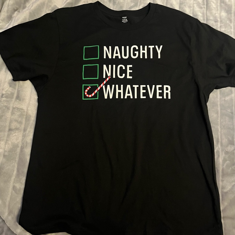 New! Naughty Nice 🦯 Whatever Black Short Sleeve T-Shirt XL - Picture 1 of 2